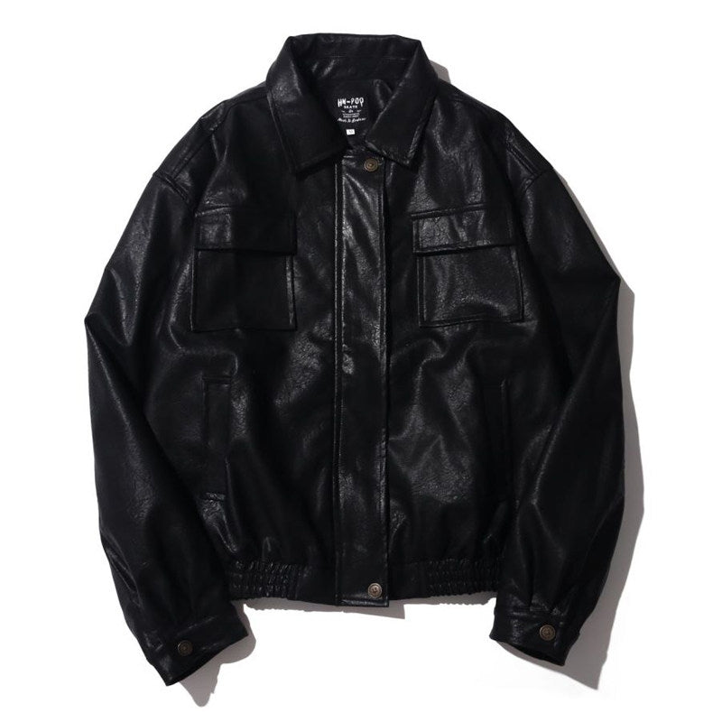 Vintage Moto Leather Jacket – Unisex PU Biker Brown Black