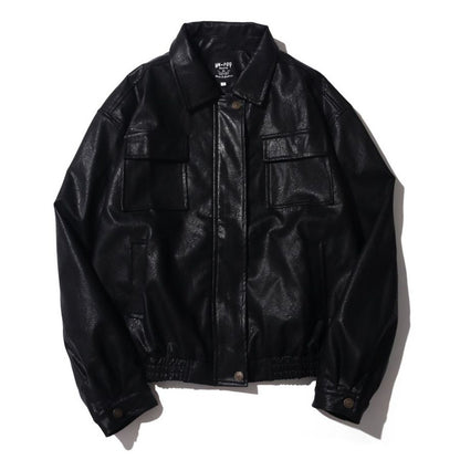 Vintage Moto Leather Jacket – Unisex PU Biker Brown Black