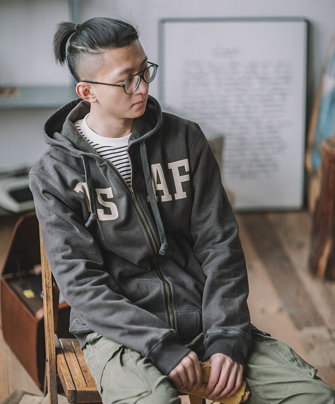 Heavy Zip Hoodie – American Retro Military Print Workwear Thickened Unisex – hoodie | japanese streetwear | vintage workwear | unisex | Yamalinclothes