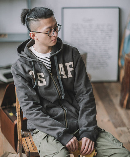 Heavy Zip Hoodie – American Retro Military Print Workwear Thickened Unisex – hoodie | japanese streetwear | vintage workwear | unisex | Yamalinclothes