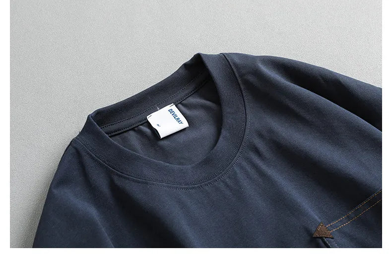 Japanese Retro Leather Label Quick-Dry Short-Sleeve T-Shirt – Cool Sunscreen Cotton Blend Men’s – Japanese vintage | yamalin clothes | Yamalinclothes