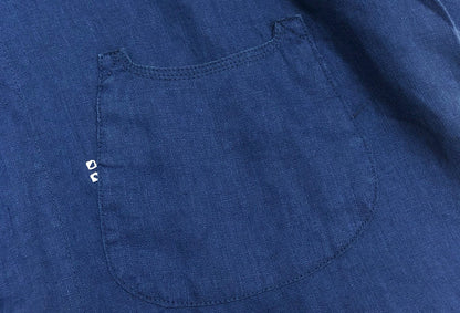 Blue Dyed Denim Print Stitching Shirt – Japanese Retro Unisex Casual