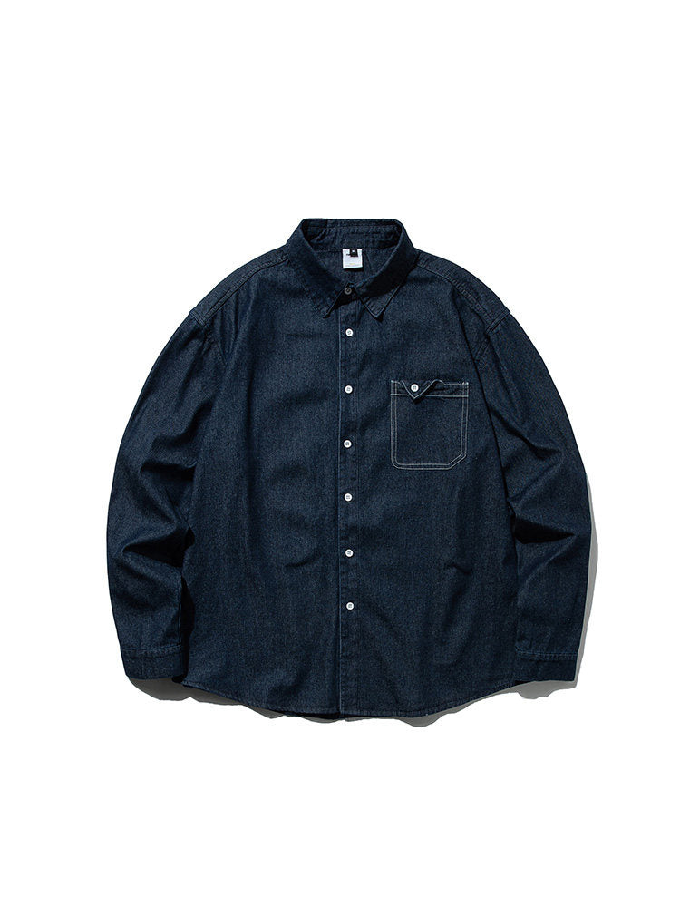 Denim Shirt – Washed Finish & Button Chest Pocket | Yamalinclothes