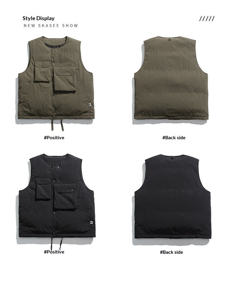 Multi-Pocket 90 Duck Down Vest – Mountain Outdoor Loose Warm Unisex – Vests | japanese streetwear | vintage workwear | unisex | Yamalinclothes