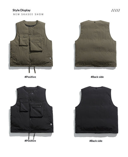 Multi-Pocket 90 Duck Down Vest – Mountain Outdoor Loose Warm Unisex – Vests | japanese streetwear | vintage workwear | unisex | Yamalinclothes