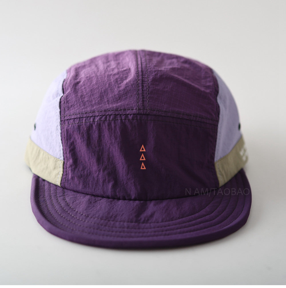Quick-Dry Color-Block Short Brim Cap – Letter Print Sporty Unisex – cap | japanese streetwear | vintage workwear | unisex | Yamalinclothes