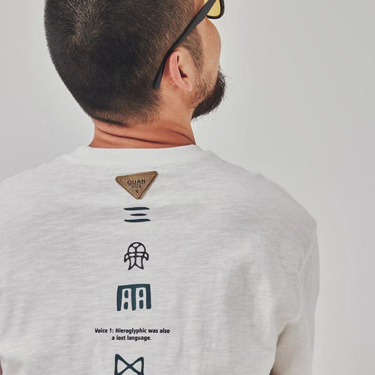 T-shirt short sleeve American vintage trendy brand monogram print crew neck bamboo cotton top men's summer
