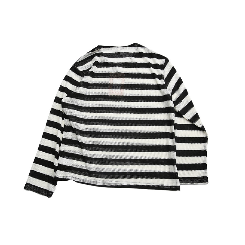 Striped Long Sleeve Crew Neck Tee – Men's Casual Lightweight Commuter T-Shirt