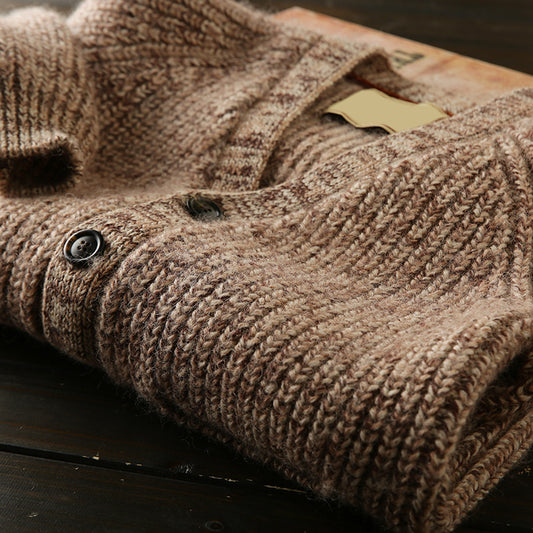 X06 Heavy all wool! Italian single foreign trade tail goods high-end men's autumn and winter knitted cardigan thickened sweater coat
