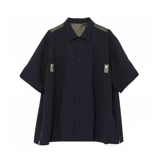 Japanese Workwear Patchwork Collar Short Sleeve Shirt – Loose Unisex Casual – Japanese vintage | yamalin clothes | Yamalinclothes