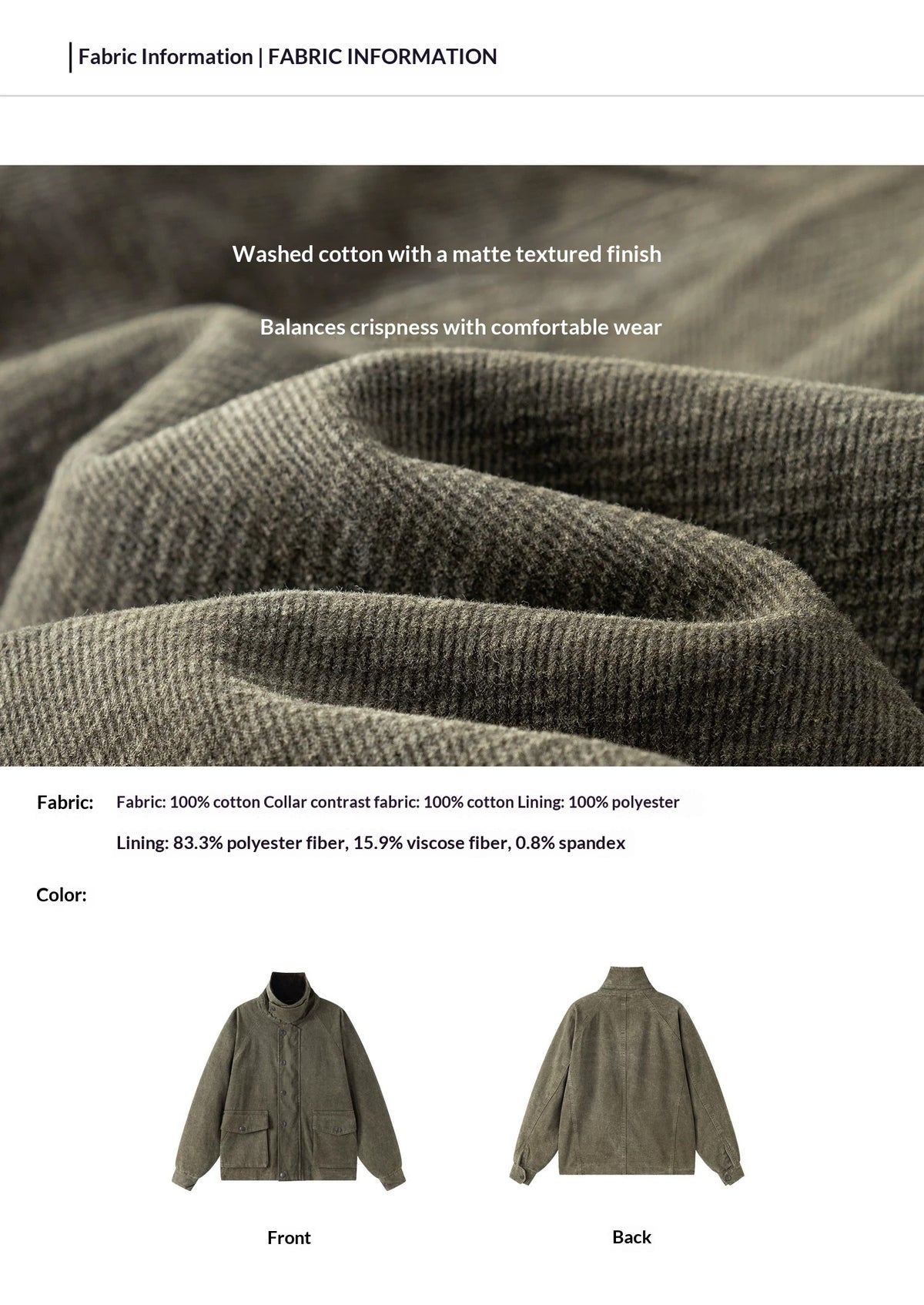 Washed Cotton Utility Lapel Jacket – American Vintage Loose Unisex