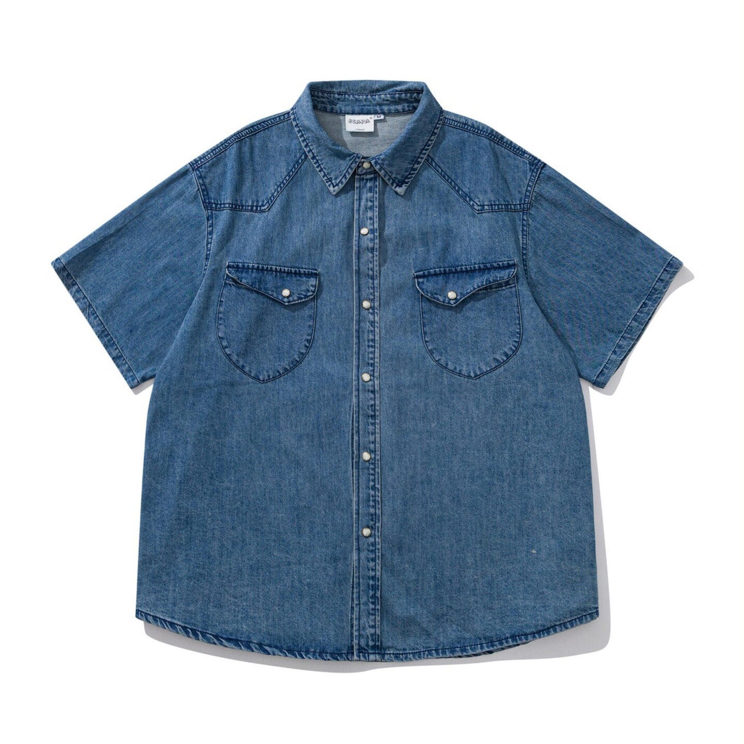 Japanese Vintage Multi-Pocket Denim Short Sleeve Shirt – Loose Fit Utility Workwear for Men – Japanese vintage | yamalin clothes | Yamalinclothes