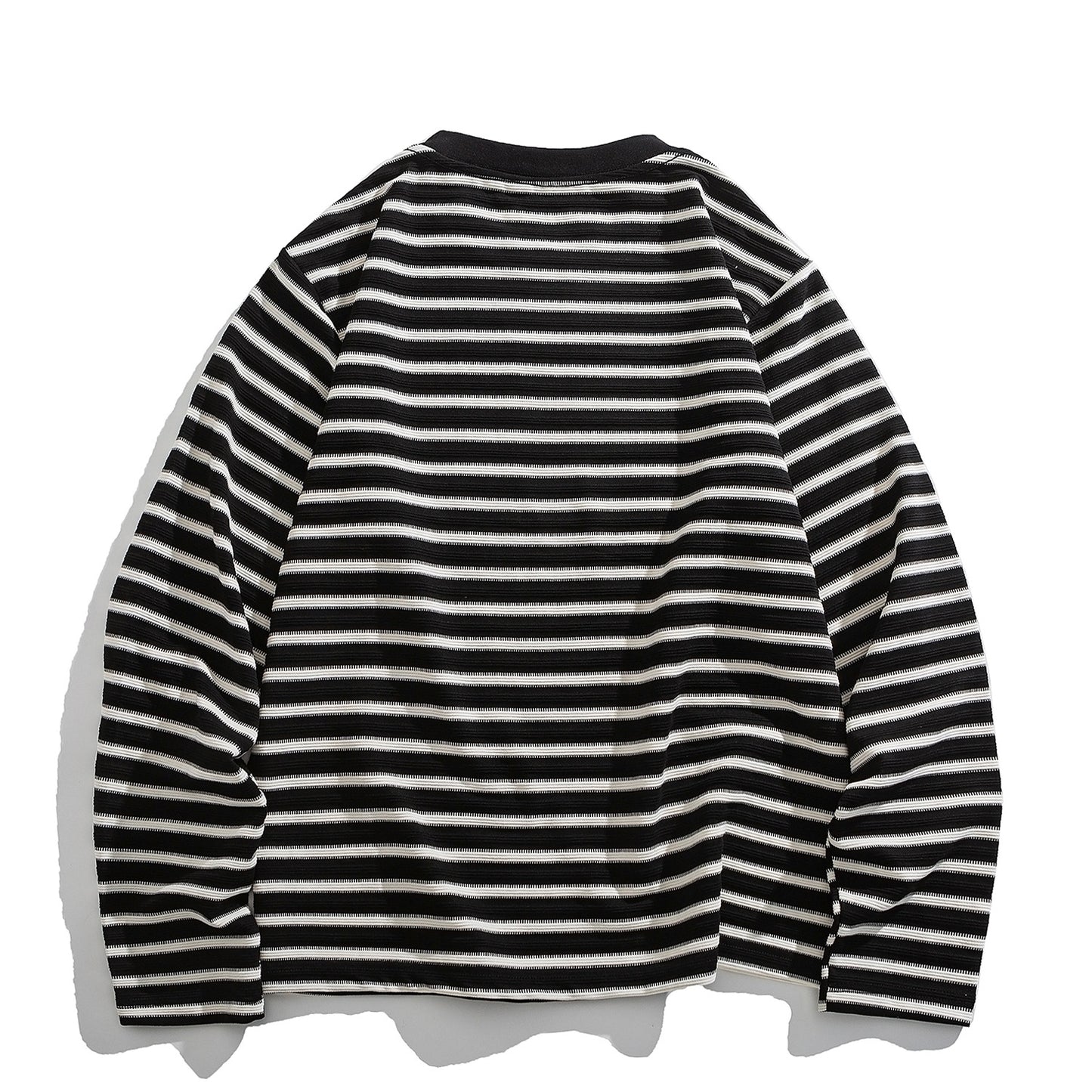 Japanese Vintage Textured Stripe Long-Sleeve T-Shirt – Relaxed Unisex Base Layer