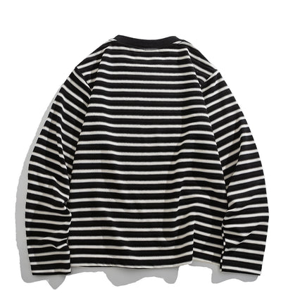 Japanese Vintage Textured Stripe Long-Sleeve T-Shirt – Relaxed Unisex Base Layer