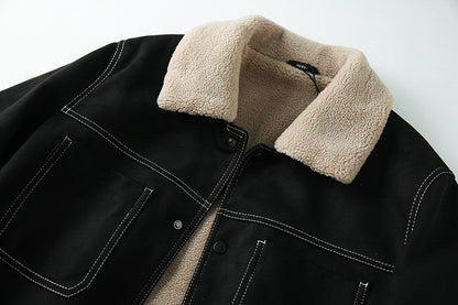 Suede Fleece Workwear Jacket – American Retro Thick Warm Unisex – Japanese vintage | fall outfits 2026 | fall winter outfits | classy winter outfits | lazy comfy outfits | japanese streetwear | vintage workwear | yamalin clothes | Yamalinclothes