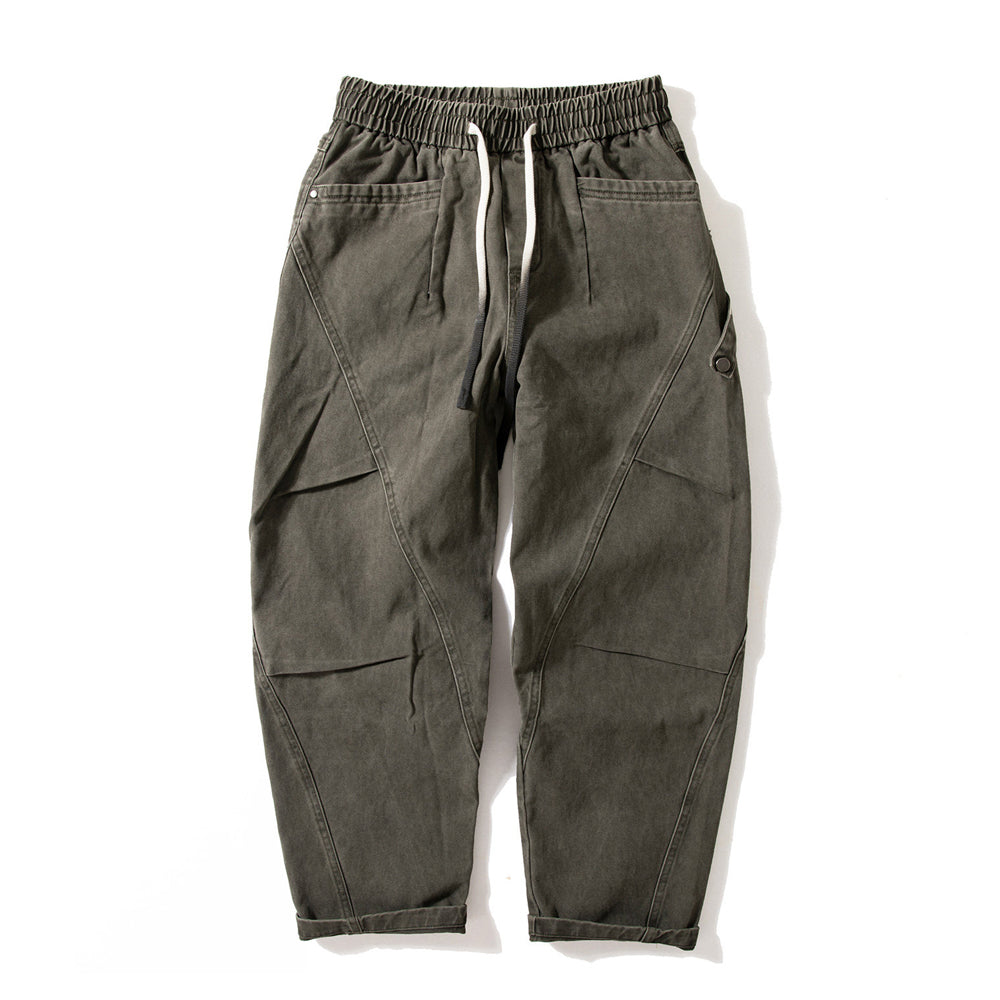 Cotton Pants – Diagonal Seams & Drawstring Waist | Yamalin clothes | Vintage workwear outfit for men