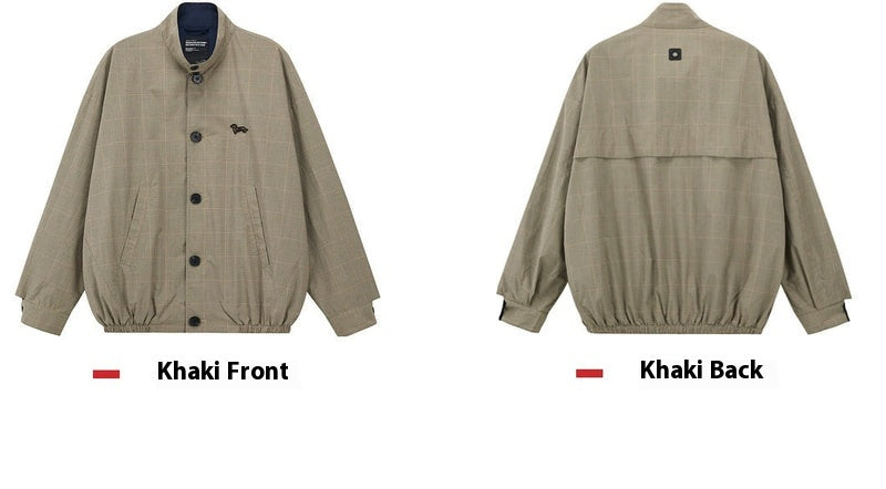 Plaid Structured Trench Coat – Retro Loose Contrast-Color (Unisex)