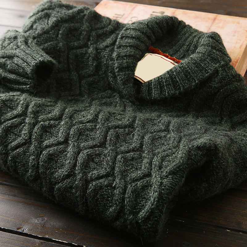 X07 Heavy hard goods 100/wool Italian custom foreign trade original order tail goods men's thick knitted sweater coat