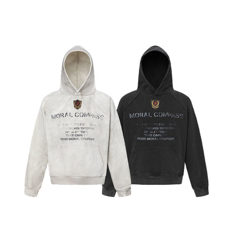 Heavyweight Washed Letter Print Hoodie – Vintage Loose Unisex