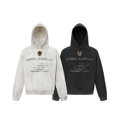 Heavyweight Washed Letter Print Hoodie – Vintage Loose Unisex