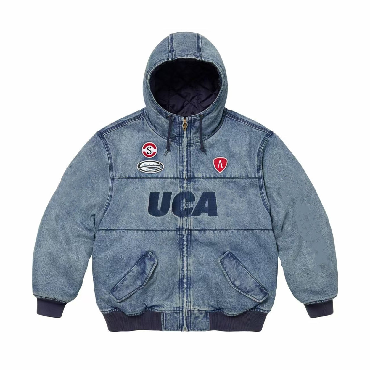Oversized Denim Biker Jacket – Japanese Streetwear Cotton Moto Coat