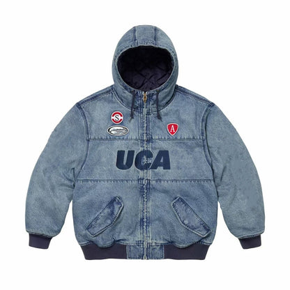 Oversized Denim Biker Jacket – Japanese Streetwear Cotton Moto Coat
