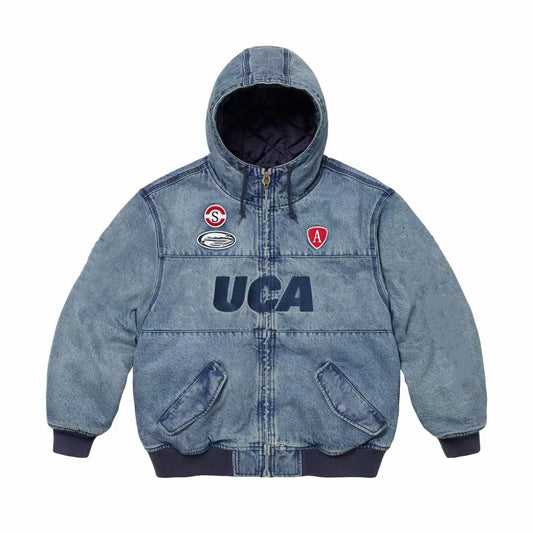 Oversized Denim Biker Jacket – Japanese Streetwear Cotton Moto Coat