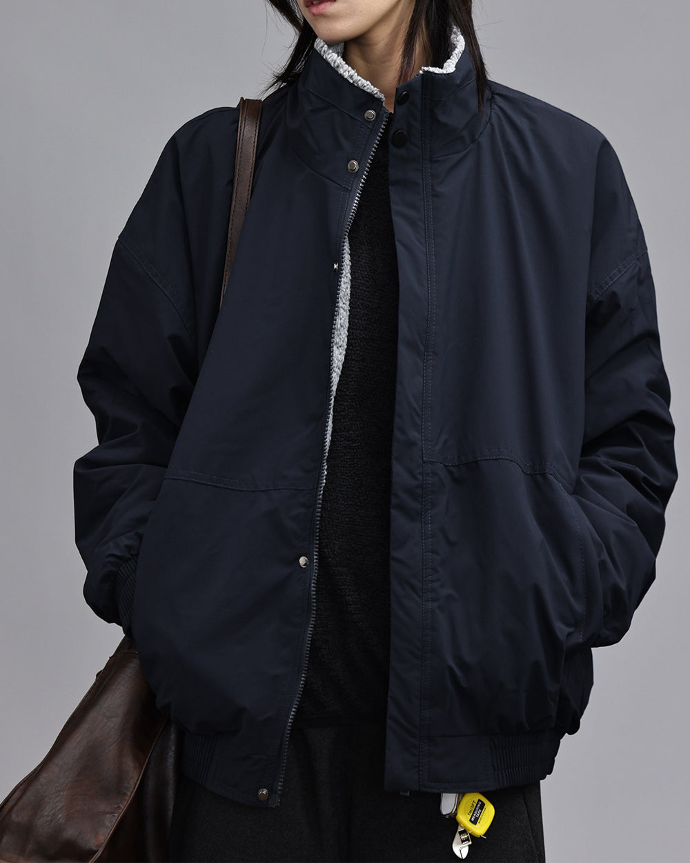American Oversized Fleece Stand Collar Cotton Jacket – Unisex Workwear Winter Coat – Japanese vintage | yamalin clothes | Yamalinclothes