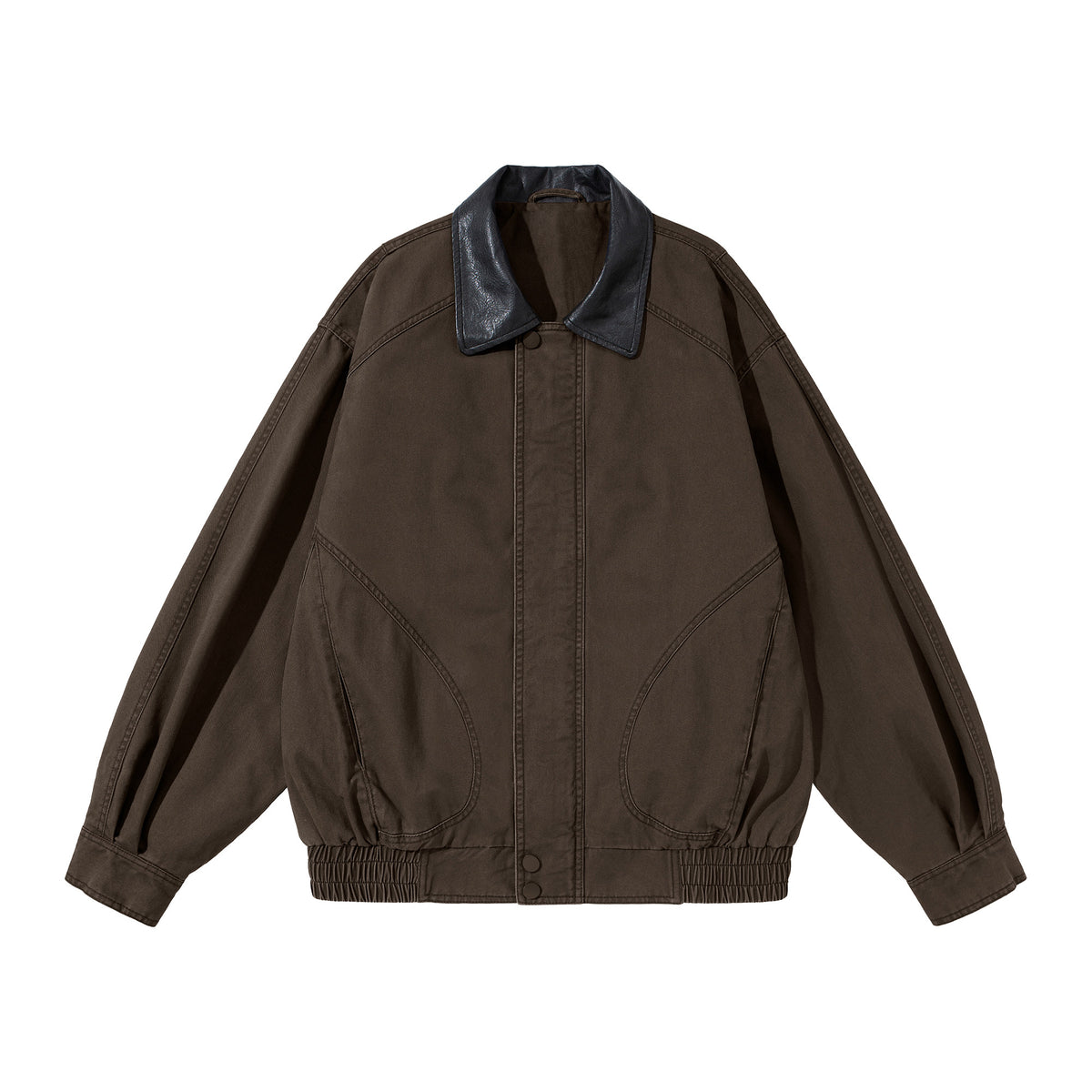 Leather Collar Patchwork Lapel Jacket – Vintage Cargo Cropped Unisex