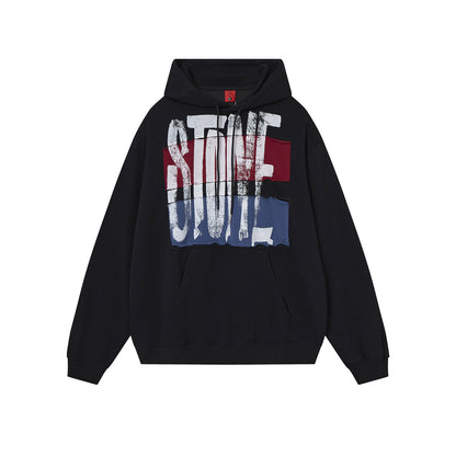 Hand-Painted Appliqué Letter Hoodie – American Vintage Oversized Unisex – Hoodies | japanese streetwear | vintage workwear | unisex | Yamalinclothes