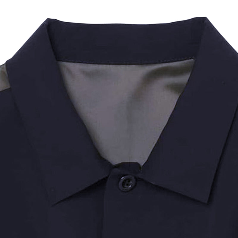 Japanese Workwear Patchwork Collar Short Sleeve Shirt – Loose Unisex Casual