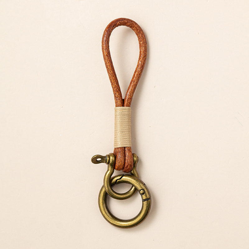 Vintage Cowhide Leather Keychain – Bracelet Pendant Charm – Japanese vintage | yamalin clothes | Yamalinclothes