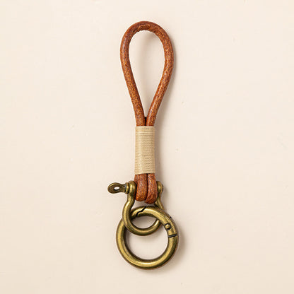 Vintage Cowhide Leather Keychain – Bracelet Pendant Charm – Japanese vintage | yamalin clothes | Yamalinclothes