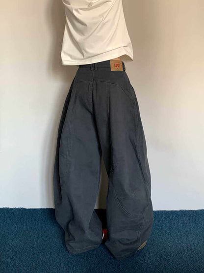 Washed Wide-Leg Cargo Pants – American Retro Unisex