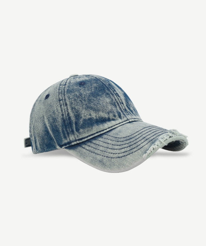 Washed Distressed Denim Baseball Cap – Curved Brim Adjustable Unisex