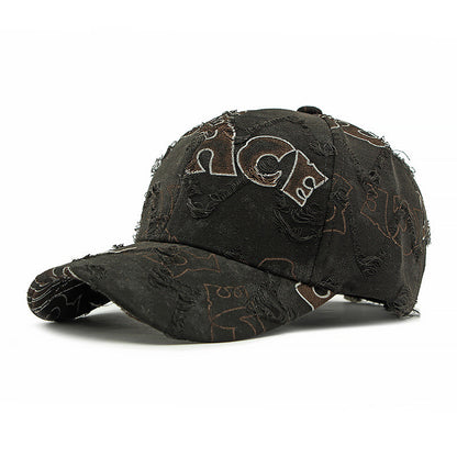 Washed Distressed Hard Brim Baseball Cap – American Retro Ripped Unisex – cap | japanese streetwear | vintage workwear | unisex | Yamalinclothes