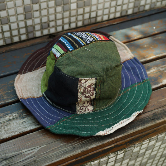 Handmade Patchwork Bucket Hat – Hemp Cotton Foldable Unisex Sun Hat