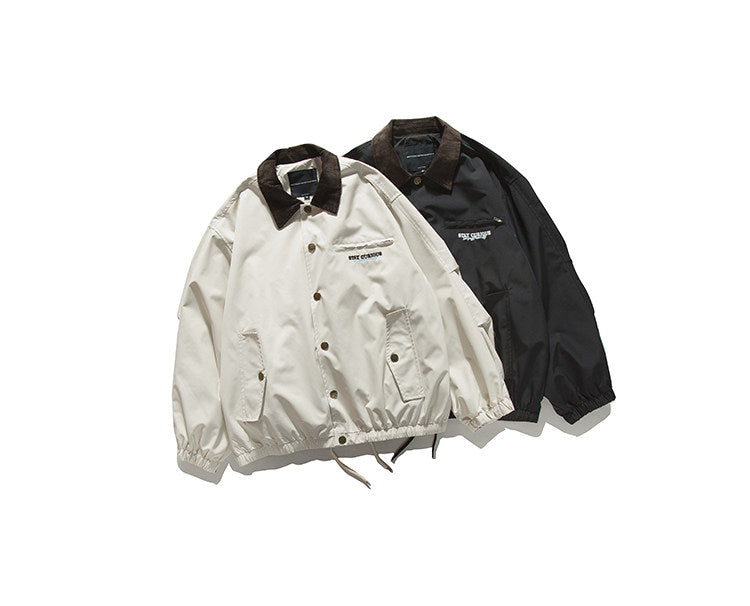 Japanese Vintage Contrast Embroidery Lapel Cargo Jacket – Oversized Unisex – Japanese vintage | yamalin clothes | Yamalinclothes