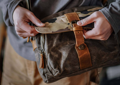 Japanese Vintage Camouflage Canvas Crossbody Bag – Indigo Cowhide Leather Messenger Shoulder Bag