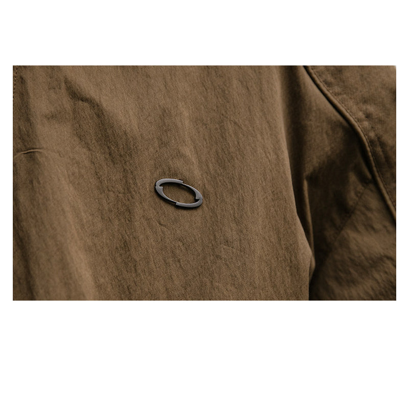 Spliced Textured Stand-Collar Jacket – American Retro Oversized Unisex