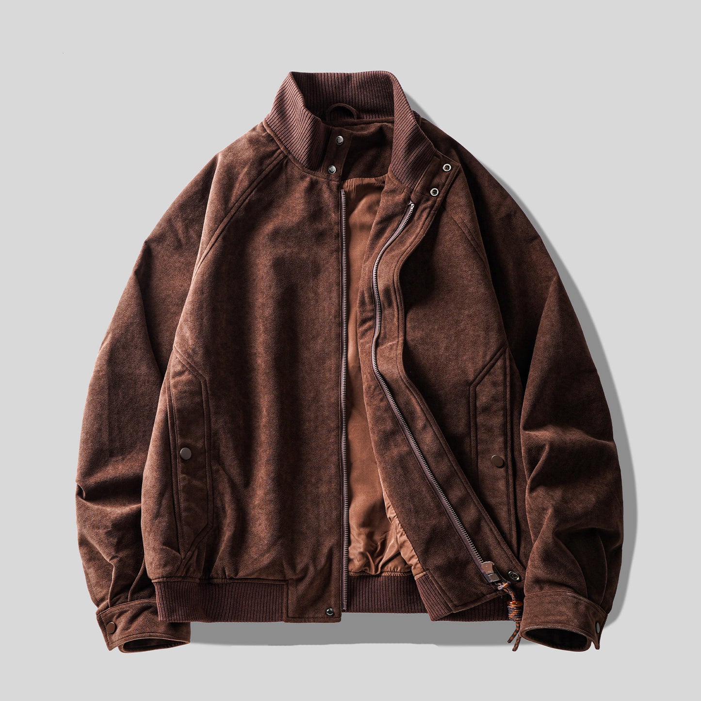 Vintage Suede Stand Collar Short Jacket – Men's Loose Commuter Coat