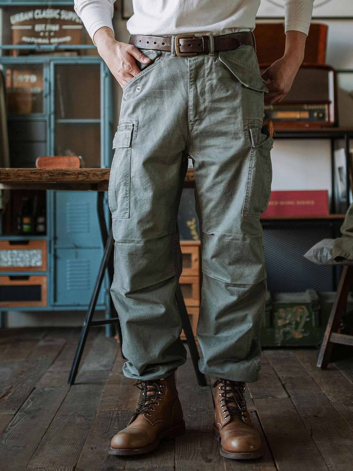 Indigo Washed Tactical Cargo Pants – American Retro Military Pocket Unisex – Pants | japanese streetwear | vintage workwear | unisex | Yamalinclothes