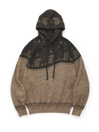Hooded Knit Sweater – Paisley & Color Block