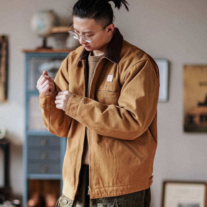 Indigo Heavy Wash Canvas Detroit Cargo Jacket – American Vintage Distressed Unisex – Coats Jackets | japanese streetwear | vintage workwear | unisex | Yamalinclothes