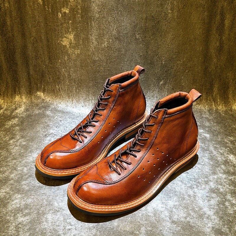 Vintage Cowhide Workwear Ankle Boots – Men's Motorcycle Riding Boots – Japanese vintage | yamalin clothes | Yamalinclothes