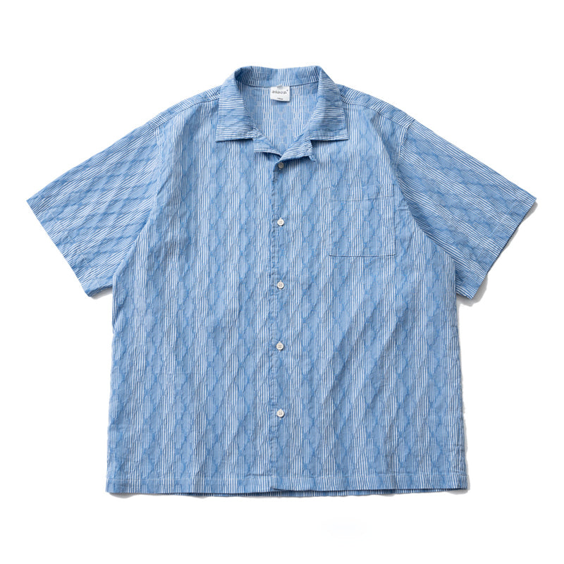 Diamond Texture Striped Short Sleeve Shirt - Loose Casual Versatile Summer Shirt for Men