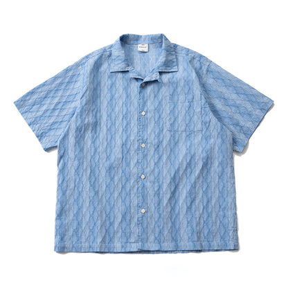 Diamond Texture Striped Short Sleeve Shirt - Loose Casual Versatile Summer Shirt for Men