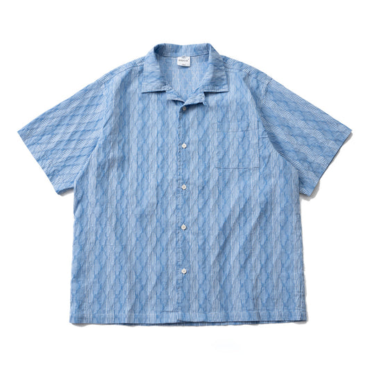 Diamond Texture Striped Short Sleeve Shirt - Loose Casual Versatile Summer Shirt for Men