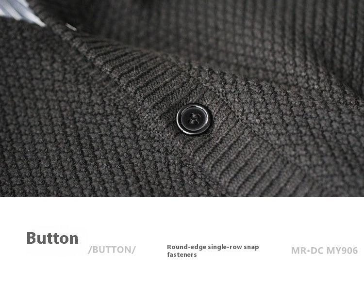 Thick Knit Cardigan Jacket – Cut-Out Detail Loose Unisex Sweater Coat