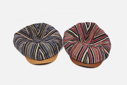 British Striped Reversible Newsboy Beret – Unisex Vintage Octagonal Flat Cap
